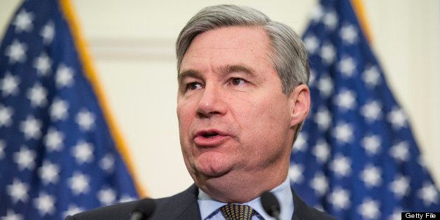 UNITED STATES - JANUARY 31: Sen. Sheldon Whitehouse, D-R.I., speaks during the news conference to oppose the chained Consumer Price Index to cut benefits for Social Security and disabled veterans on Thursday, Jan. 31, 2013. (Photo By Bill Clark/CQ Roll Call)