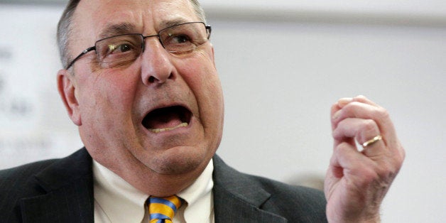 FILE - In this March 10, 2014, file photo, Maine Gov. Paul LePage speaks during a news conference in Brunswick, Maine. Gov. P