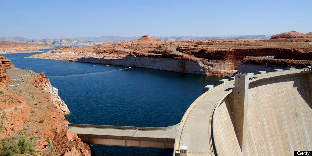 Lake Powell is a man-made reservoir on the Colorado River, straddling the border between Utah and Arizona. It was created by the flooding of Glen Canyon by the controversial Glen Canyon Dam, which also led to the creation of Glen Canyon National Recreation Area.