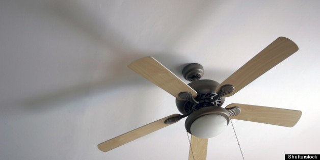 a lamp with mounted propeller...