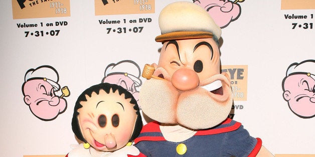 BEVERLY HILLS, CA - JULY 31: Cartoon Characters Olive Oyl and Popeye at The Popeye Volume One DVD Release at The Paley Cente