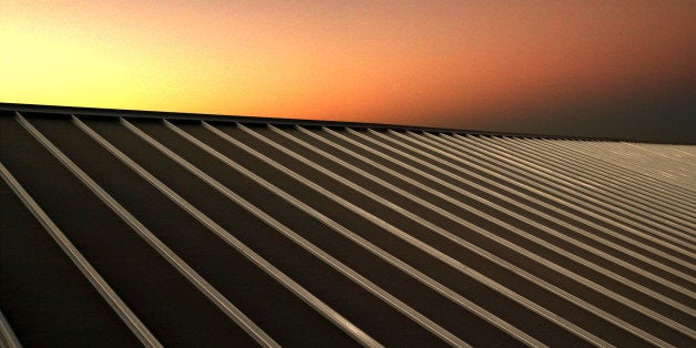 TAFT, CA - JULY 8: Night settles over solar panals at Solarmine, the first solar photovoltaic facility in California to help