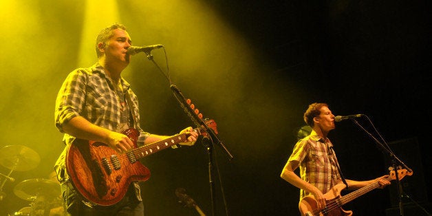 LONDON, UNITED KINGDOM - NOVEMBER 30: Tyler Stewart, Ed Robertson and Jim Creeggan of Barenaked Ladies performs on stage at Indigo2 at O2 Arena on November 30, 2013 in London, United Kingdom. (Photo by Brigitte Engl/Redferns via Getty Images)