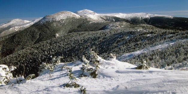 Scenic landscape of the Southern Presidential Range, part of the Appalachian Trail, located in the White Mountain National Forest of New Hampshire, United States, Mount Eisenhower is in center; Mount Washington behind to right and Mount Jefferson is off to the left. (Photo by: MyLoupe/Universal Images Group via Getty Images)