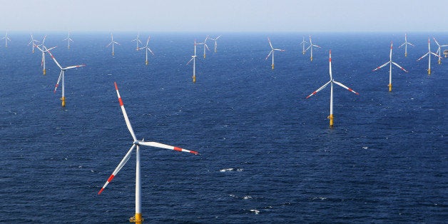 ZINGST, GERMANY - APRIL 29: Wind turbines stand in the Baltic 1 offshore wind farm on April 29, 2011 in the Baltic Sea near Zingst, Germany. Baltic 1, a project of German energy utility EnBW that includes 21 turbines rated at 2.3 megawatts each, will be Germany's first commercial offshore wind farm once it officially begins operation on May 2. Germany has thus far lagged in offshore wind farm construction when compared to neighbors like Great Britain and Denmark, though German Chancellor Angela Merkel has vowed to invest heavily into offshore wind farms as part of an overall policy to encourage renewable energy production. (Photo by Joern Pollex/Getty Images)