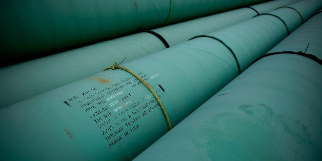 CUSHING, OK - MARCH 22: Pipe is stacked at the southern site of the Keystone XL pipeline on March 22, 2012 in Cushing, Oklahoma. U.S. President Barack Obama is pressing federal agencies to expedite the section of the Keystone XL pipeline between Oklahoma and the Gulf Coast. (Photo by Tom Pennington/Getty Images)