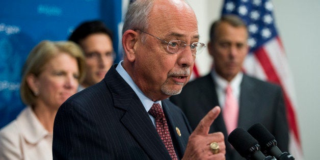 UNITED STATES - JUNE 26: Rep. Doc Hastings, R-Wash., speaks during the House leadership media availability following the House Republican Conference meeting on Wednesday, June 26, 2013. (Photo By Bill Clark/CQ Roll Call)