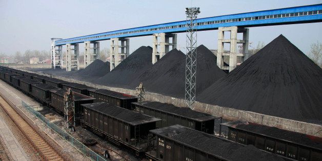 HUAIBEI, CHINA - APRIL 12: (CHINA OUT) Piles of coal at Suntong Mine of Huaibei Coal Mining Group on April 12, 2012 in Huaibei, Anhui Province of China. China's economy in the first quarter of 2012 slowed to 8.1 percent from 8.9 percent in the fourth quarter of last year, according to the National Bureau of Statistics (NBS) on Friday. (Photo by ChinaFotoPress/ChinaFotoPress via Getty Images)