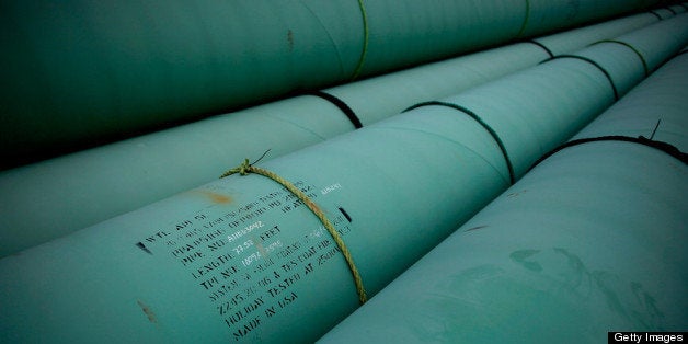 CUSHING, OK - MARCH 22: Pipe is stacked at the southern site of the Keystone XL pipeline on March 22, 2012 in Cushing, Oklahoma. U.S. President Barack Obama is pressing federal agencies to expedite the section of the Keystone XL pipeline between Oklahoma and the Gulf Coast. (Photo by Tom Pennington/Getty Images)