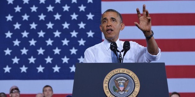 US President Barack Obama speaks employees after touring the General Electric Waukesha Gas Engines facility on January 30, 20
