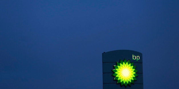 An illuminated sign stands on the forecourt of a BP gas station, operated by BP Plc, in Upminster, U.K., on Thursday, Feb. 28, 2013. BP Plc's push to maximize profits and cut costs at the Macondo well was a 'root cause' of the explosion that led to the 2010 Gulf of Mexico oil spill, a safety expert who studied the disaster said. Photographer: Chris Ratcliffe/Bloomberg via Getty Images