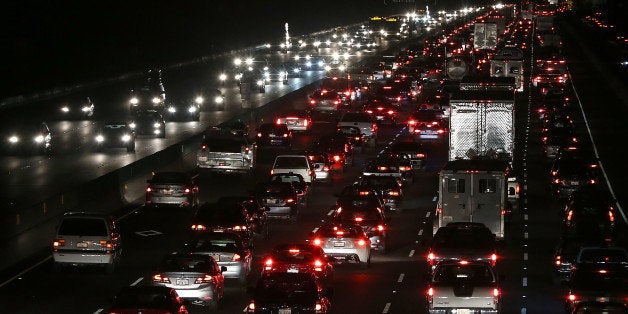 BERKELEY, CA - OCTOBER 21: Traffic backs up on Interstate 80 as the Bay Area Rapid Transit (BART) strike snarls the Monday morning commute on October 21, 2013 in Berkeley, California. BART workers continue to strike after contract negotiations between BART management and the transit agency's two largest unions fell apart last week. Management and unions agreed on the financial specifics of the contract but differed on workplace safety rules. An estimated 400,000 commuters ride BART each day. (Photo by Justin Sullivan/Getty Images)