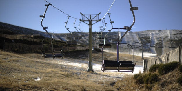 TO GO WITH AFP STORY BY DANIEL SILVA 'SPAIN-WEATHER-ENVIRONMENT-SKI'View of the closed Valdesqui ski station in Navacerrada taken on January 12, 2012 near Madrid. Spanish ski resorts are watching business melt away as a lack of snow and unusually warm weather force them to close or operate just some of their pistes. AFP PHOTO / Pedro ARMESTRE (Photo credit should read PEDRO ARMESTRE/AFP/Getty Images)