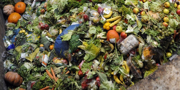 A photo taken on October 23, 2012 in Morsbach, western France, shows waste food products stocked at the Methavalor factory to
