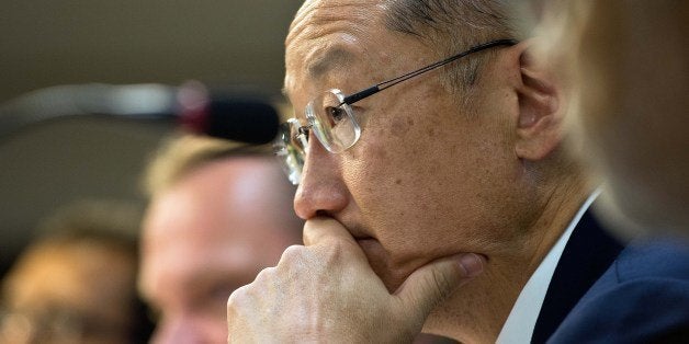 World Bank president Jim Yong Kim listens to a question during a press conference in India's capital New Delhi on July 23, 20