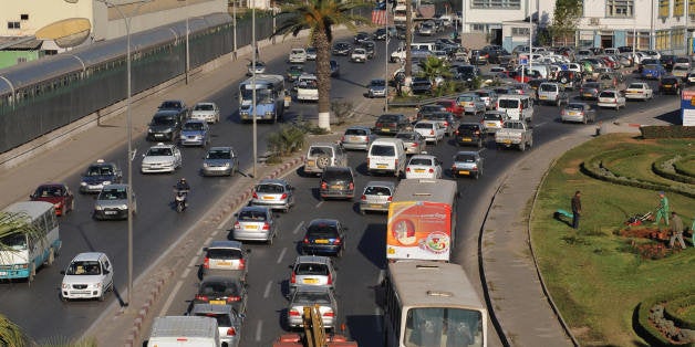 TO GO WITH AFP STORY IN FRENCH BY HAMID GUEMACHE A picture taken on November 11, 2008 shows traffic jam in downtown Algiers. Every morning, hundreds of thousands of cars converging towards the Algerian capital, causing endless traffic jams. Algerians are waiting for the future metro, tramway networks and a second ringroad which is planned for 2009-2010. AFP PHOTO/ FAYEZ NURELDINE (Photo credit should read FAYEZ NURELDINE/AFP/Getty Images)