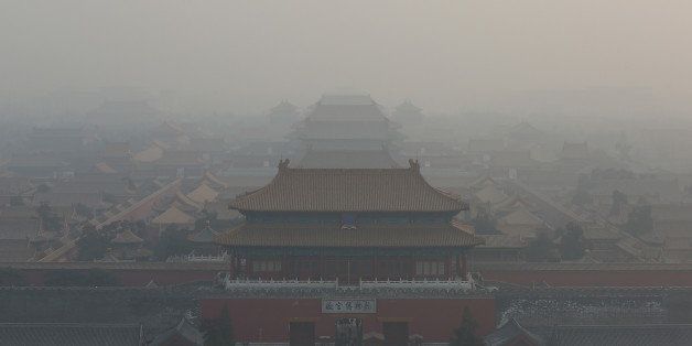 BEIJING, CHINA - JANUARY 16: A general view of the pollution covered Forbidden City on January 16, 2013 in Beijing, China. Heavy smog shrouded Beijing with pollution at hazardous levels from January 12. (Photo by Feng Li/Getty Images)