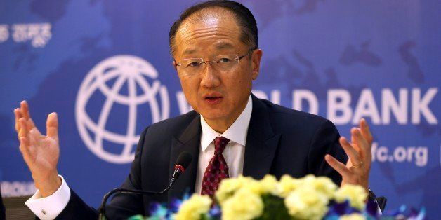 World Bank President Jim Yong Kim, addresses a press conference in New Delhi, India, Wednesday, July 23, 2014. Kim is on a three-day visit to India. (AP Photo /Manish Swarup)