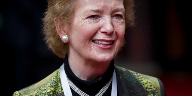 U.N. special envoy for Africa's Great Lakes region Mary Robinson arrives for the Special Summit of the International Conference on the Great Lakes Region (ICGLR) held at the United Nations Office in Nairobi, Kenya Wednesday, July 31, 2013. The summit is being held to discuss security and other issues in the Great Lakes region of central Africa, and particularly the ongoing situations in eastern Congo and the Central African Republic. (AP Photo/Ben Curtis)