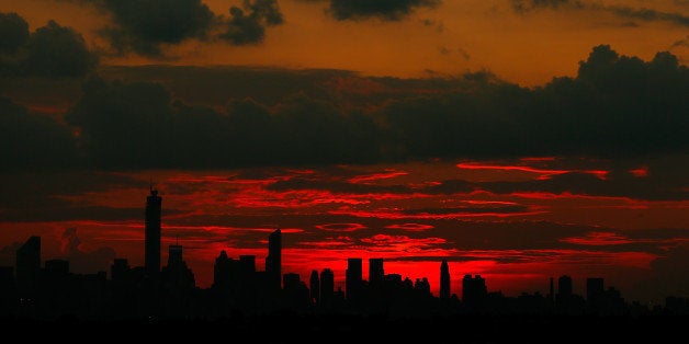 NEW YORK, NY - SEPTEMBER 01: Sunset over Manhattan on Day Eight of the 2014 US Open at the USTA Billie Jean King National Tennis Center on September 1, 2014 in the Flushing neighborhood of the Queens borough of New York City. (Photo by Julian Finney/Getty Images)