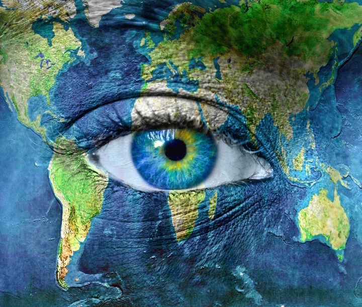 planet earth and blue human eye ...