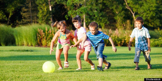 Kids playing with the ball