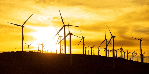 windmills, air turbines, sunset, palm springs, orange, renewable energy, green energy, green, wind power