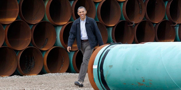 President Barack Obama arrives at the TransCanada Stillwater Pipe Yard in Cushing, Okla., Thursday, March, 22, 2012. (AP Photo/Pablo Martinez Monsivais)