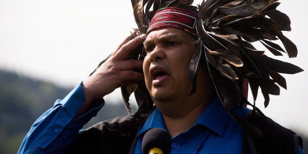 Rueben George, project manager of Sacred Trust with the Tsleil-Waututh First Nation, speaks during a news conference in North Vancouver, B.C., on Friday May 2, 2014. The Tsleil-Waututh First Nation announced it was launching a legal challenge of the National Energy Board's review of the Kinder Morgan Trans Mountain pipeline and tanker project. The proposed $5-billion expansion would nearly triple the capacity of the pipeline that carries crude oil to Vancouver to be loaded on tankers. THE CANADIAN PRESS/Darryl Dyck