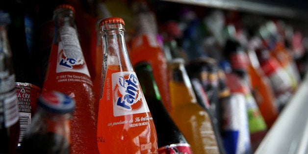 SAN FRANCISCO, CA - JULY 22: Bottles of Fanta are displayed in a food truck's cooler on July 22, 2014 in San Francisco, Cali