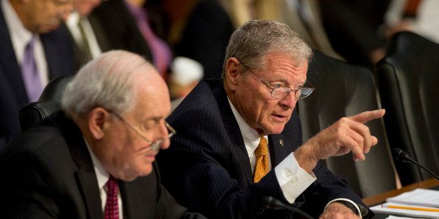 UNITED STATES - July 25 : Chairman Carl Levin, D-MI., and Ranking Member James Inhofe, R-OK., during the Senate Armed Services full committee hearing on defense department nominations on July 25, 2013. (Photo By Douglas Graham/CQ Roll Call)