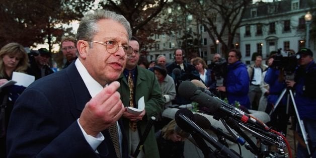 WASHINGTON, : Laurence Tribe, attorney for Democraticc presidential candidate, Al Gore speaks to reporters outside of the US Supreme Court Building in Washington, DC 28 November, 2000 after filing legal briefs on behalf of Gore. The Supreme Court is scheduled to hear Texas Governor George W. Bush's appeal 01 December seeking to bar Florida's hand-counted ballots from being added to the final total. (FILM) AFP PHOTO/ Manny CENETA (Photo credit should read MANNY CENETA/AFP/Getty Images)