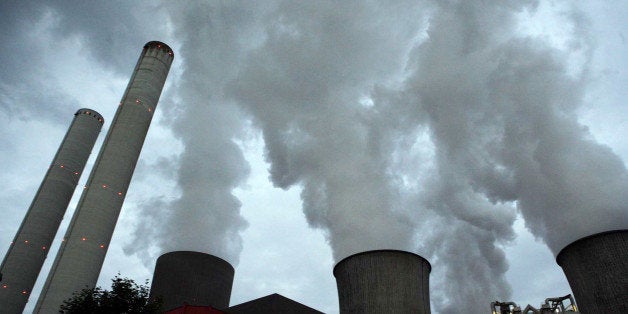 GERMANY - SEPTEMBER 24: Smoke stacks seen at an RWE coal power station near Bergheim, Germany, Saturday, September 24, 2005. The U.K., Europe's third-largest power market, should turn to technologies that remove carbon dioxide from fossil fuels rather than nuclear generation, Environment Minister Elliot Morley said. (Photo by Wolfgang Von Brauchitsch/Bloomberg via Getty Images)