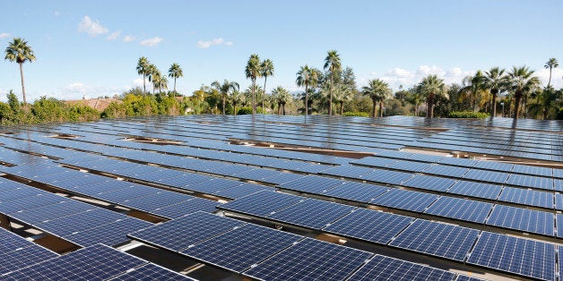 IMAGE DISTRIBUTED FOR NRG RENEW - A solar array now sits atop a parking structure at The Phoenician in Scottsdale, Ariz., on Jan. 14, 2015. The project is the first of several planned as a result of a partnership between Starwood Hotels & Resorts Worldwide, Inc. and NRG Energy and was unveiled on Jan. 14, 2015. The project will feature 2,000 photovoltaic solar panels totaling nearly 600 kilowatts. (Photo by Rick Scuteri/Invision for NRG Renew/AP Images)