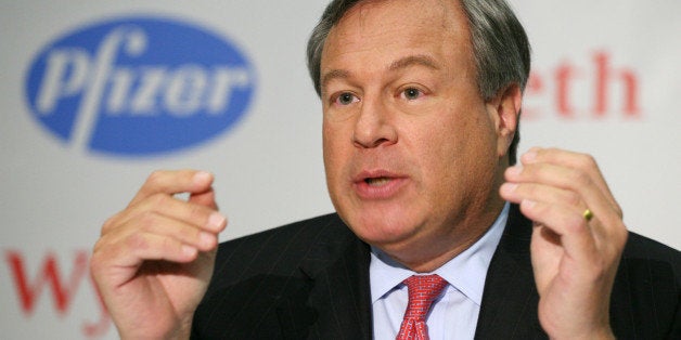 Jeffrey Kindler, chairman and CEO of Pfizer, speaks at a news conference Monday, Jan. 26, 2009 in New York. Pharmaceutical giant Pfizer Inc. is buying rival drugmaker Wyeth in a $68 billion cash-and-stock deal that could reshape the drug development industry. (AP Photo/Mark Lennihan)