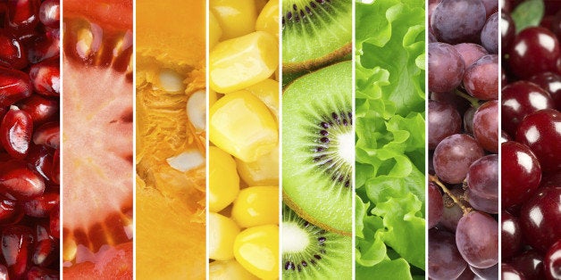 Healthy food background. Сollection with different fruits, berries and vegetables