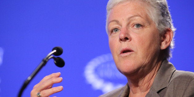 NEW YORK, NY - SEPTEMBER 22: Assistant Administrator for EPA's Office of Air and Radiation Gina McCarthy speaks at a press conference on 'Mayor's National Climate Change Action Agenda during the second day of the Clinton Global Initiative's 10th Annual Meeting at the Sheraton New York Hotel & Towers on September 22, 2014 in New York City. (Photo by Jemal Countess/Getty Images)