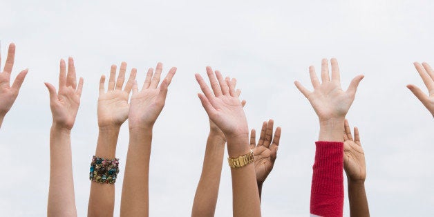 Close up of women's outstretched hands