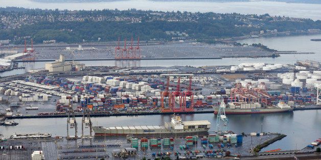 In this aerial photo taken Aug. 2, 2014, the Port of Seattle is shown. (AP Photo/Ted S. Warren)