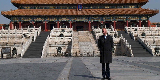 Britain's Prince William faces the media during a visit to the Forbidden City in Beijing, China, Monday, March 2, 2015. Willi