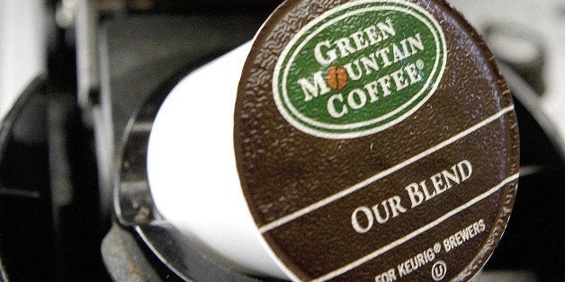 A Green Mountain Coffee single-serving brewing cup is seen in a Keurig machine in Montpelier, Vt., Thursday, Oct. 7, 2010. (AP Photo/Toby Talbot)