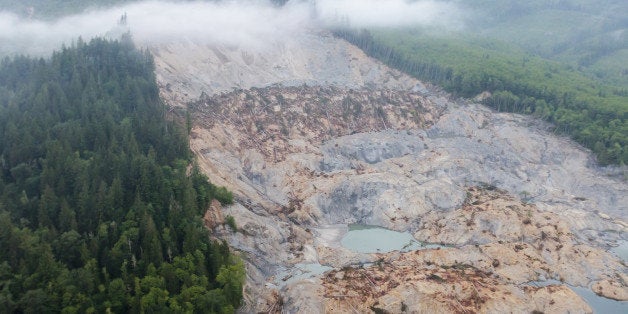 Aerial views of the Oso mudslide on Highway 530.