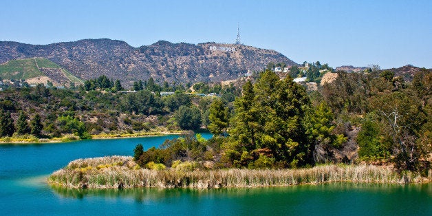 LOS ANGELES, CA - JULY 22: A view of the HOLLYWOOD Sign from Lake Hollywood Reservoir on July 22, 2014 in Los Angeles, California. (Photo by AaronP/Bauer-Griffin/GC Images)