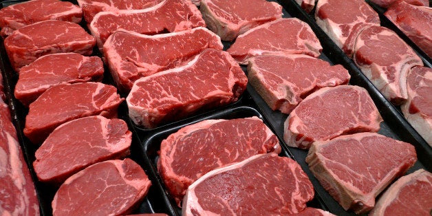 FILE - This Jan. 18, 2010 file photo shows steaks and other beef products displayed for sale at a grocery store in McLean, Va. A federal appeals court upheld new government rules requiring labels on packaged steaks, ribs and other cuts of meat to say where the animals were born, raised and slaughtered. (AP Photo/J. Scott Applewhite, file)