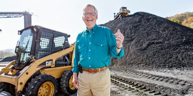 FILE - In this Oct. 27, 2014 file photo, Senate Minority Leader Mitch McConnell of Ky., a 30-year incumbent, greets people at a coal tipple operation, B&W Resources in Manchester, Ky. McConnell easily won re-election Tuesday by tying Democratic challenger Alison Lundergan Grimes to unpopular President Barack Obama. Coal mining was a major part of how McConnell did that, accusing Grimes of supporting Obamaâs energy policies that have made it difficult to replace the stateâs aging fleet of coal-fired power plants that supply 90 percent of the stateâs electricity. (AP Photo/J. Scott Applewhite)