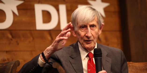 MUNICH, GERMANY - JANUARY 22: Freeman Dyson speaks during the Digital Life Design conference (DLD) at HVB Forum on January 22, 2012 in Munich, Germany. DLD (Digital - Life - Design) is a global conference network on innovation, digital, science and culture which connects business, creative and social leaders, opinion-formers and investors for crossover conversation and inspiration. (Photo by Nadine Rupp/Getty Images)