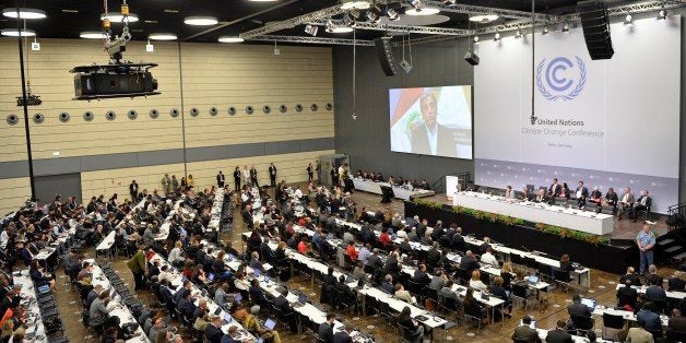 Delegates attend the United Nations Framework Convention on Climate Change in Bonn, Germany, Monday, June 1, 2015. (AP Photo/Martin Meissner)