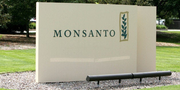 ** ADVANCE FOR MONDAY DEC. 14 ** FILE -This June 29, 2009 file photo shows the sign at the Monsanto Co. headquarters located in St. Louis.. Monsanto is wielding its unprecedented market power as the world's biggest seed company to stifle competition and cement its dominance over the multibillion-dollar market for genetically altered crops, an Associated Press investigation has found. (AP Photo/James A. Finley, File)