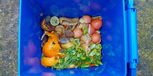 Food waste recycling caddy. The food waste in the UK is intended to be composted and thereby preventing it to be sent to landfill