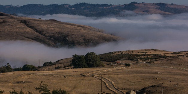 JENNER, CA - OCTOBER 14: Fog creeping in along the coastline and California Highway 1 is viewed from Meyers Grade Road on Oc